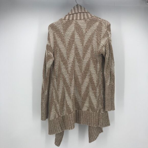 Anthropologie Staring at Stars Cardigan Sweater Womens XS Chevron Tan Ivory - Picture 6 of 9